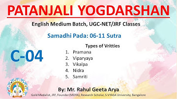 Yogdarshan, C-04, Sutra (06-11), Types of Vritties, By Mr. Rahul Geeta Arya, MDYA (E), B4