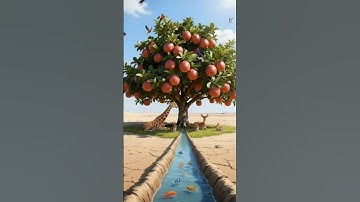 The giraffe saved the apple plant from drying up by watering it😭।#ai #tree #save #watering#shorts