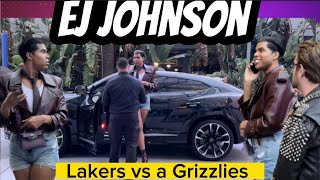 EJ Johnson arrives at Crypto Arena valet ahead of Warriors Game 6