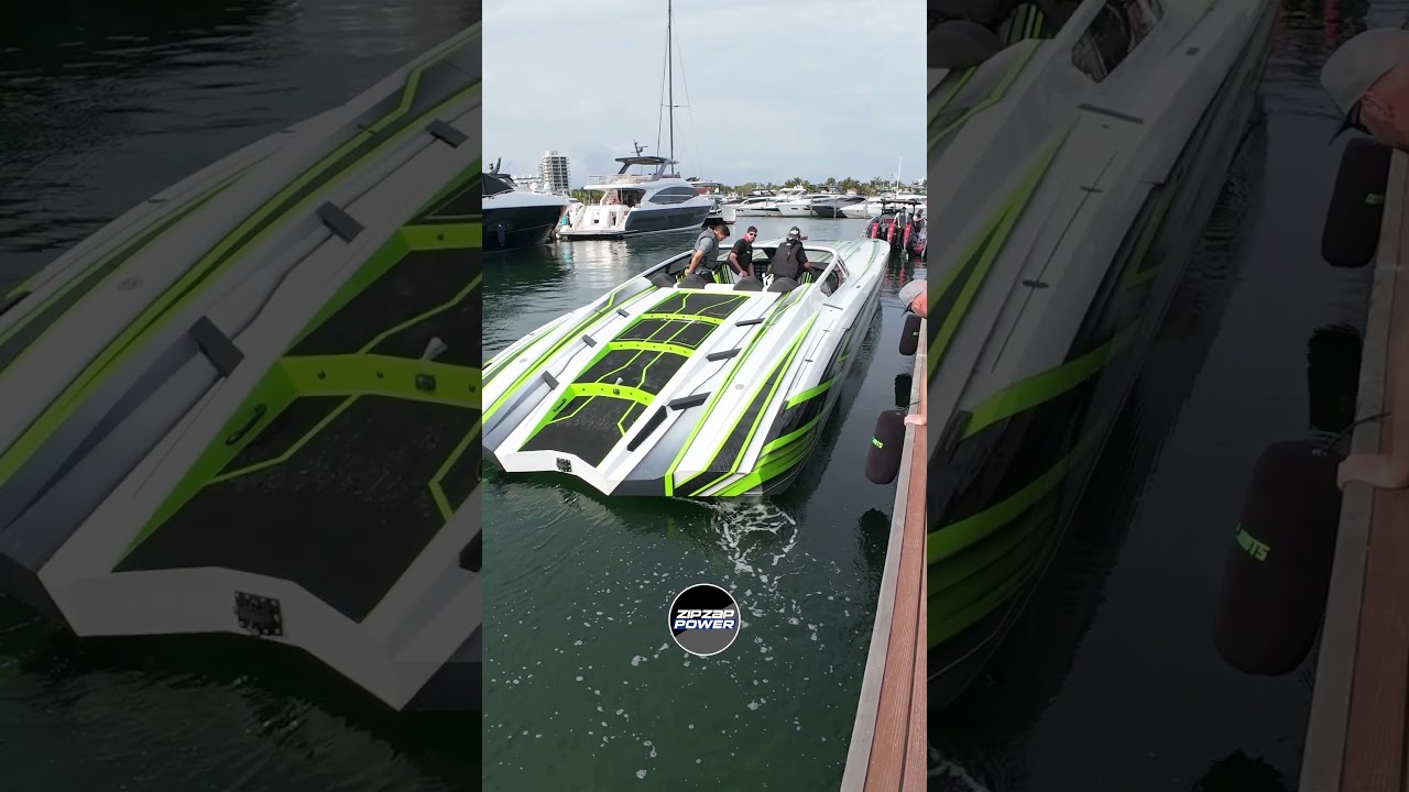 Showtime. Miami Boat Show! Outerlimits SC46 with twin Mercury Racing 1350's