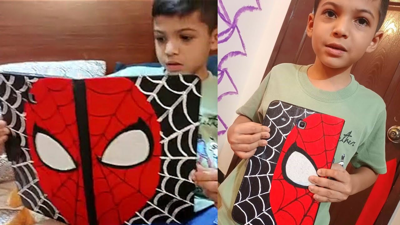 DIY spiderman tab cover / case idea / How to decorate your tab case at