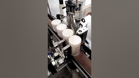 Round container automatic positioned wrap full around labeling machine #labelingmachine #labeling