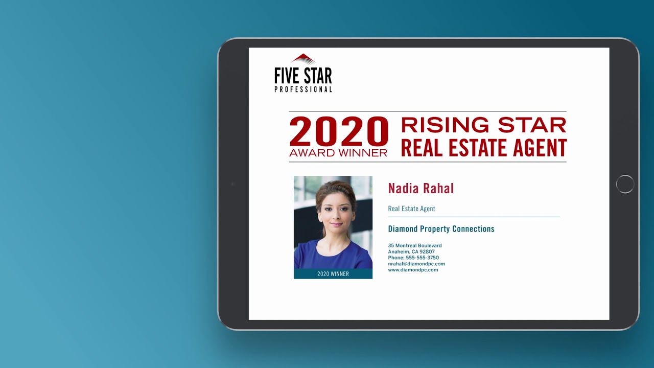 2020 Five Star Rising Star Real Estate Agent Nadia Rahal