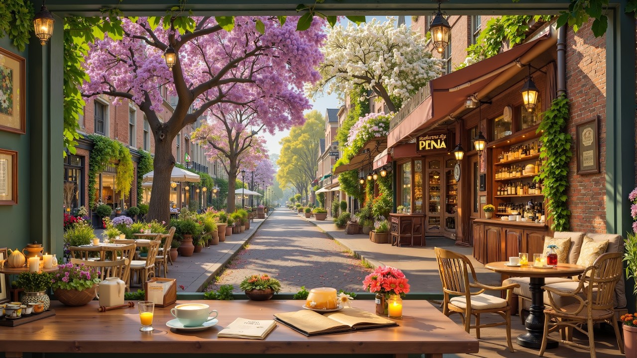 Evening March Café Ambience ☕ Soft Jazz Piano & Warm Spring Coffee Shop Music for Work & Study