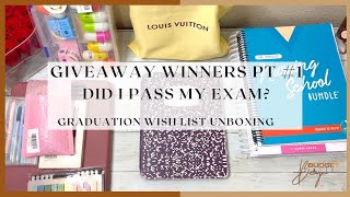 GIVEAWAY WINNERS PT #1 | DID I PASS MY EXAM? | WILL I BE A NURSE? | GRADUATION WISH LIST UNBOXING