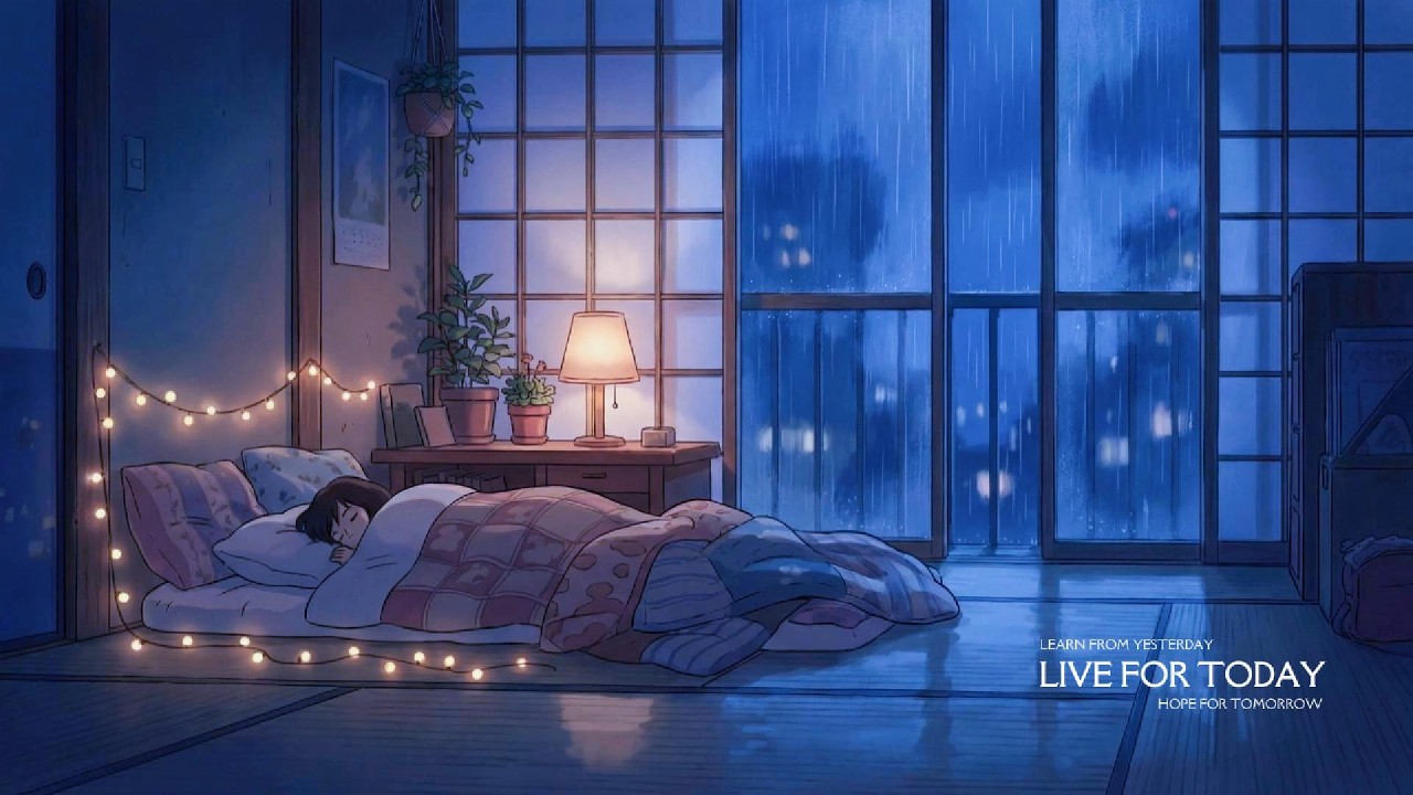 Gentle Rain at Night with Lofi Ambience | Deep Sleep |  🌙