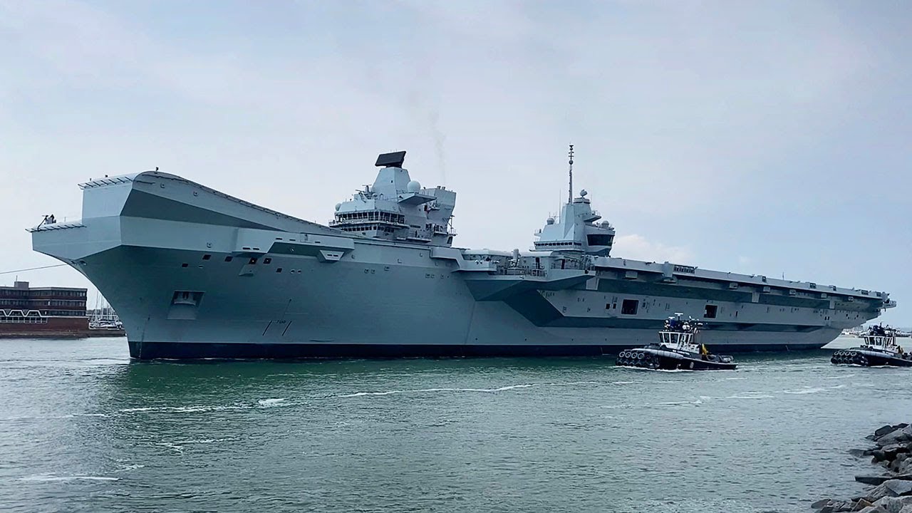 HMS Prince of Wales sails from Portsmouth