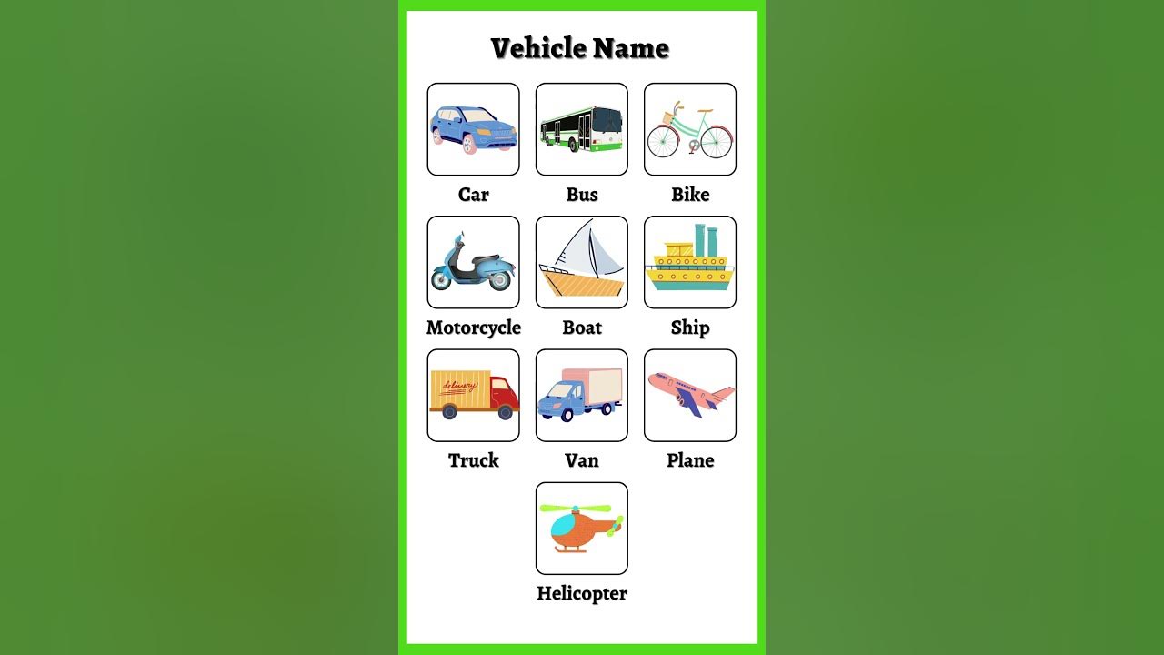 vehicles-name-chart-vehicles-name-in-english-youtube