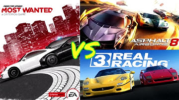 Asphalt 8 Airborne vs Need For Speed Most Wanted 2 vs Real Racing 3