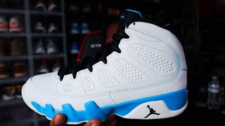 AIR JORDAN 9 POWDER BLUE REVIEW!!! THE STREETS FAVORITE SHOE!!! EARLY LOOK!!!