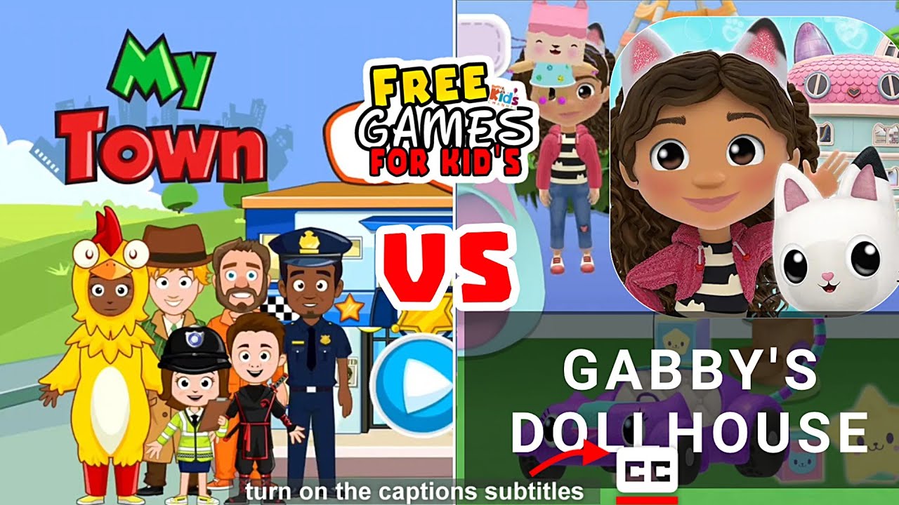 MY TOWN POLICE vs GABBY'S DOLLHOUSE | Games for Kids