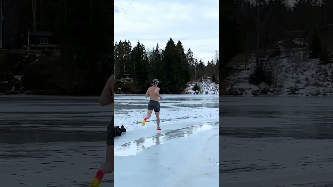 400mH World Record holder Karsten Warholm training on a frozen lake 🥶 