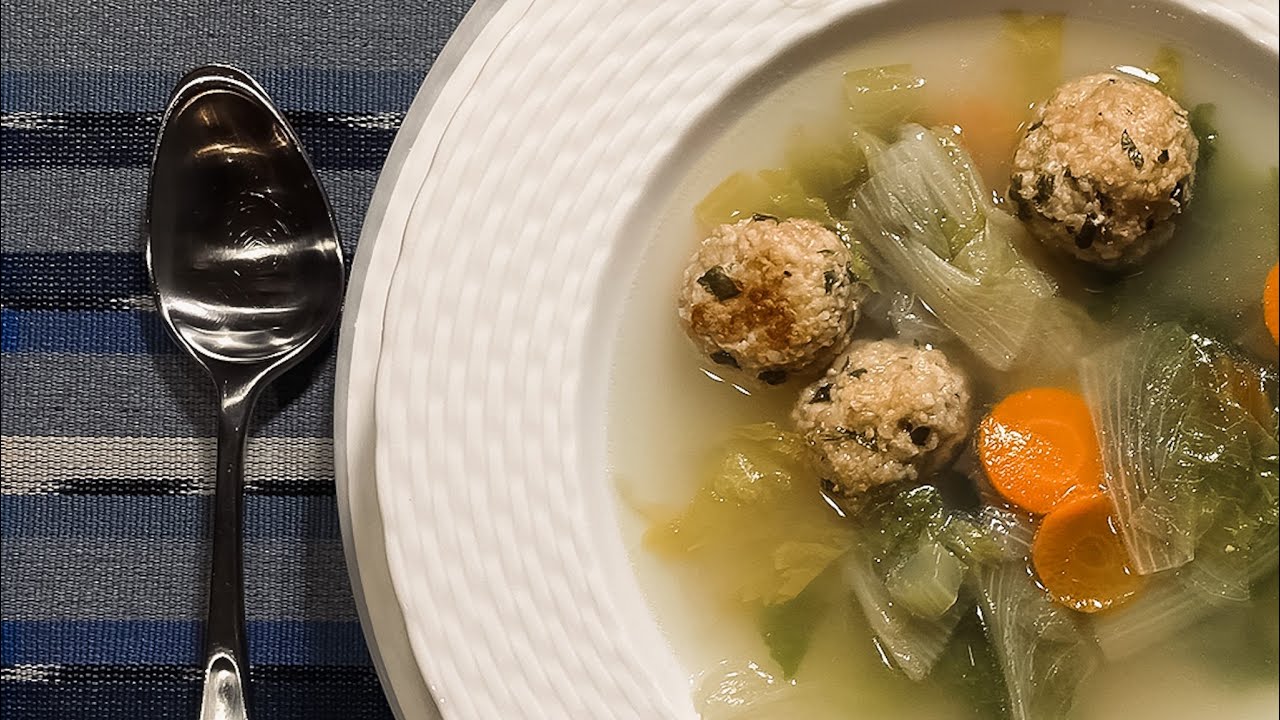 Chicken Soup with Escarole & Turkey Meatballs YouTube