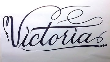 Victoria Name Signature Calligraphy Status | How to Cursive write with cut Marker #victoria