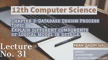 ICS Computer Science Part 2-Chapter3(Database Design Process)Lecture No31-Component of logical model