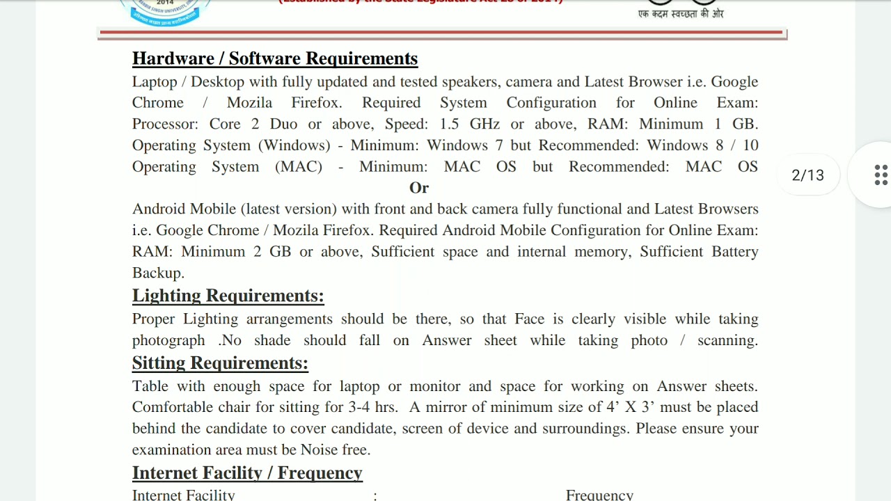 CRSU UNIVERSITY JIND-Guidelines for online examination September 2021:FOR all  education courses