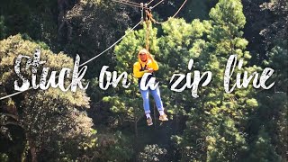 STUCK 100 feet off the ground on a zip line. I'm afraid of heights. MINERAL DEL CHICO adventure