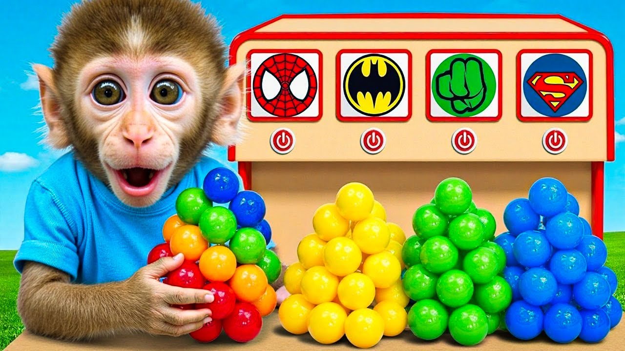 Bebé Mono BiBi descubre bolas mágicas de colores con botones sorpresa - MONO BIBI ESP