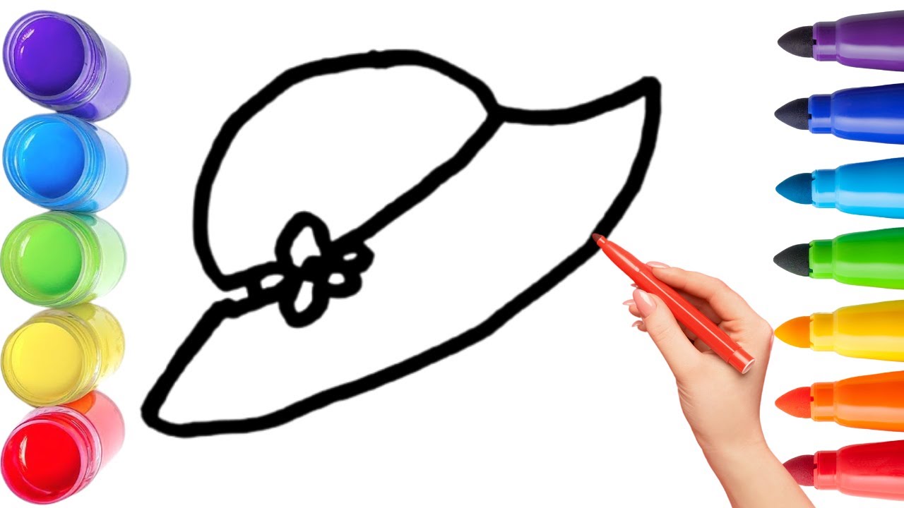 How To Draw cute hat Drawing, Painting & Coloring For Kids and Toddlers ...