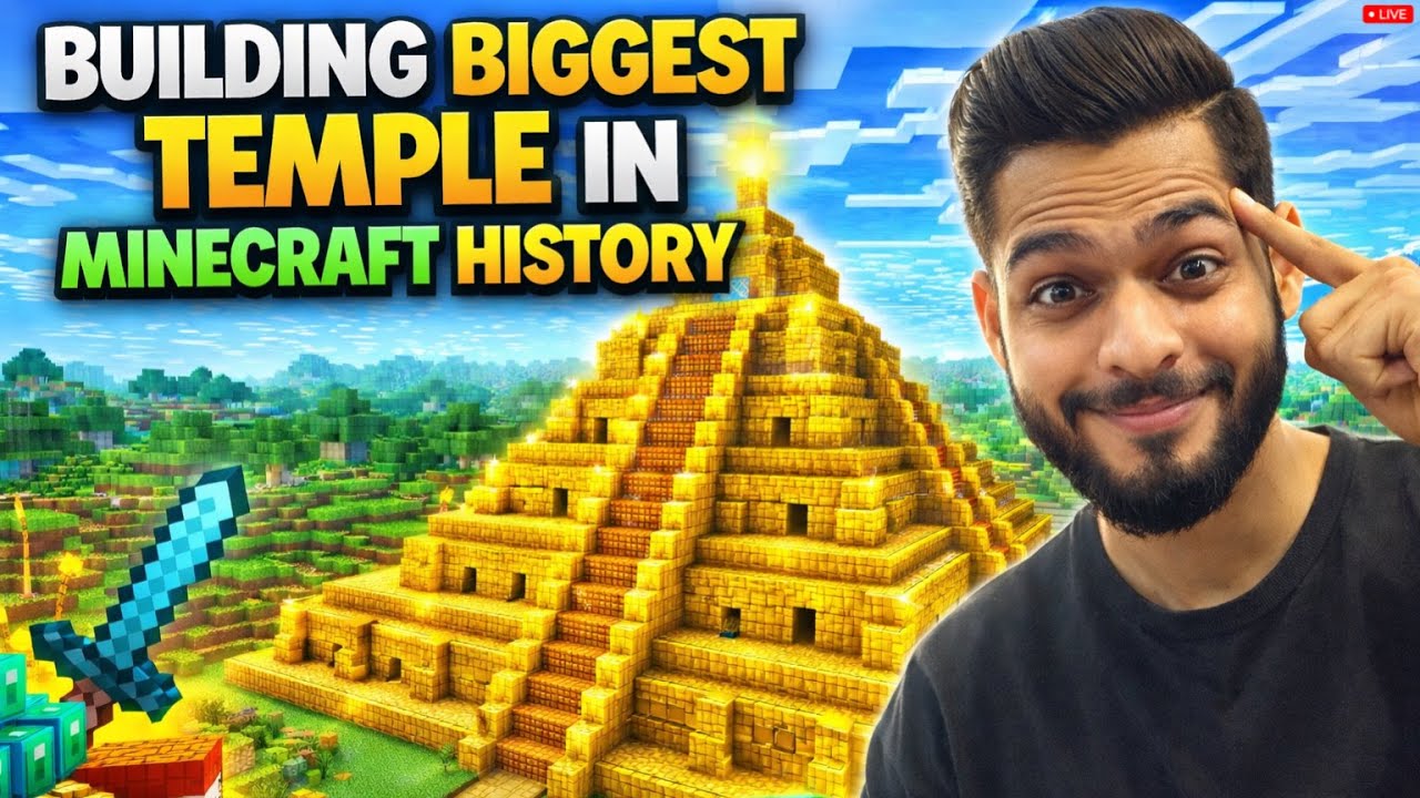 Minecraft LIVE ⚡ Building the BIGGEST Temple in Survival | DAY 19/365 ...