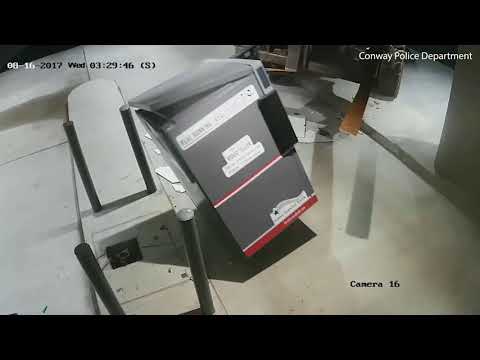 Shocking moment brazen thieves use forklift to steal an ATM from First Service Bank
