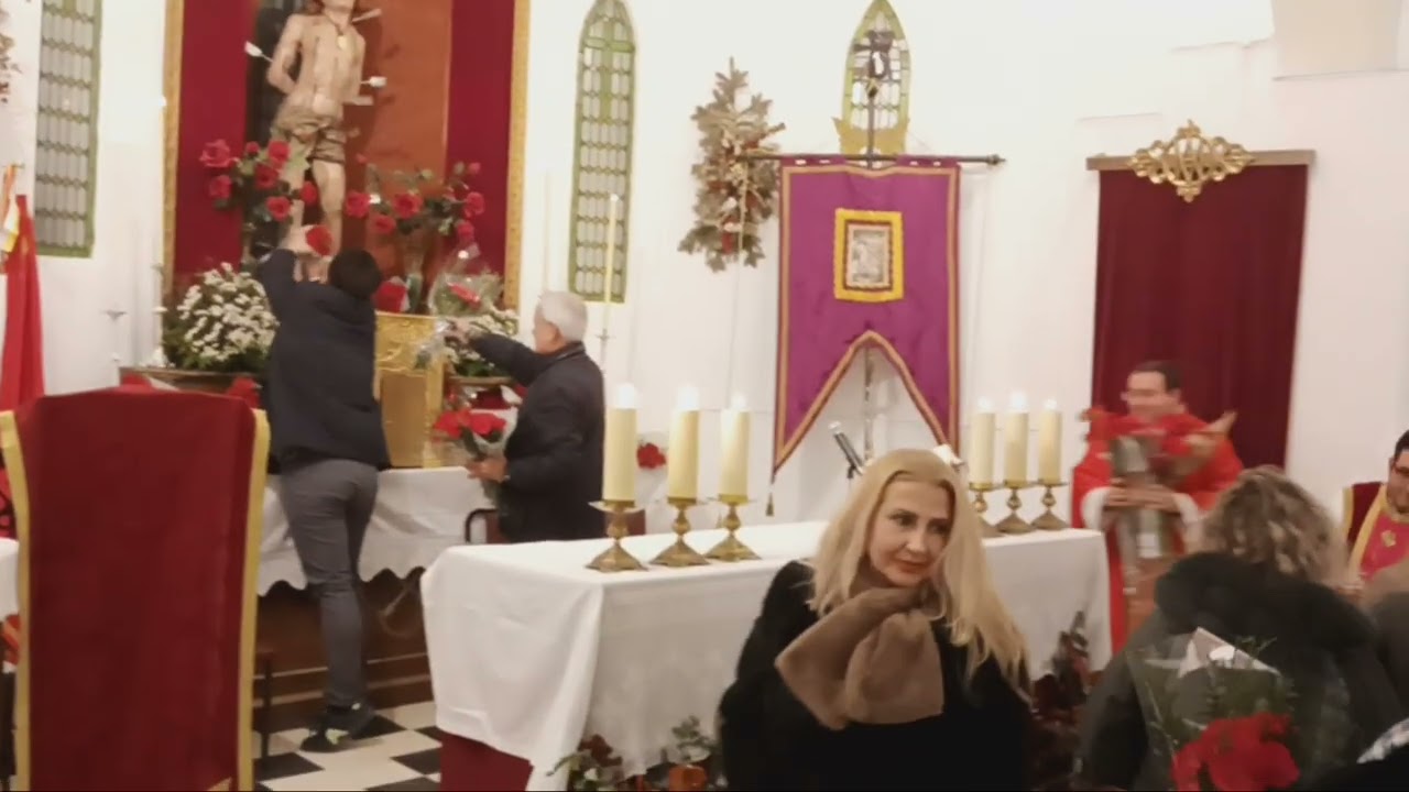 Ofrenda floral al Patrón San Sebastián. Fuente Obejuna.