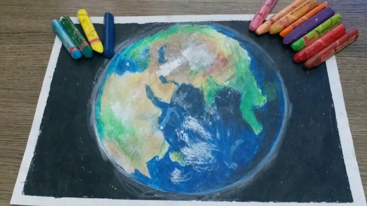 DRAWING'' THE EARTH ''/ OIL PASTEL ART YouTube
