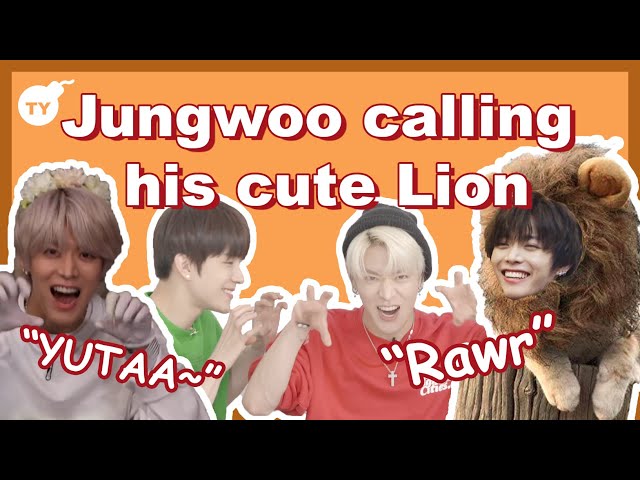 Jungwoo calling his cute Lion Yuta 🦁 class=