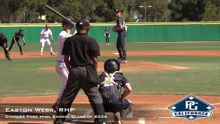 Easton Webb Prospect Video, RHP, Charles Page High School Class of 2026, Full Outing AC Games
