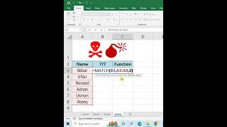 Match formula in excel | Match function in excel #excel #exceltips #exceltricks #shortsforyou
