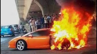 lamborghini lights ferrari on fire