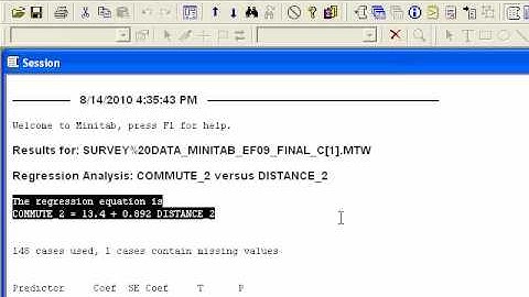 Regression Equation   Part 1 Minitab