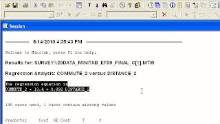 Regression Equation   Part 1 Minitab