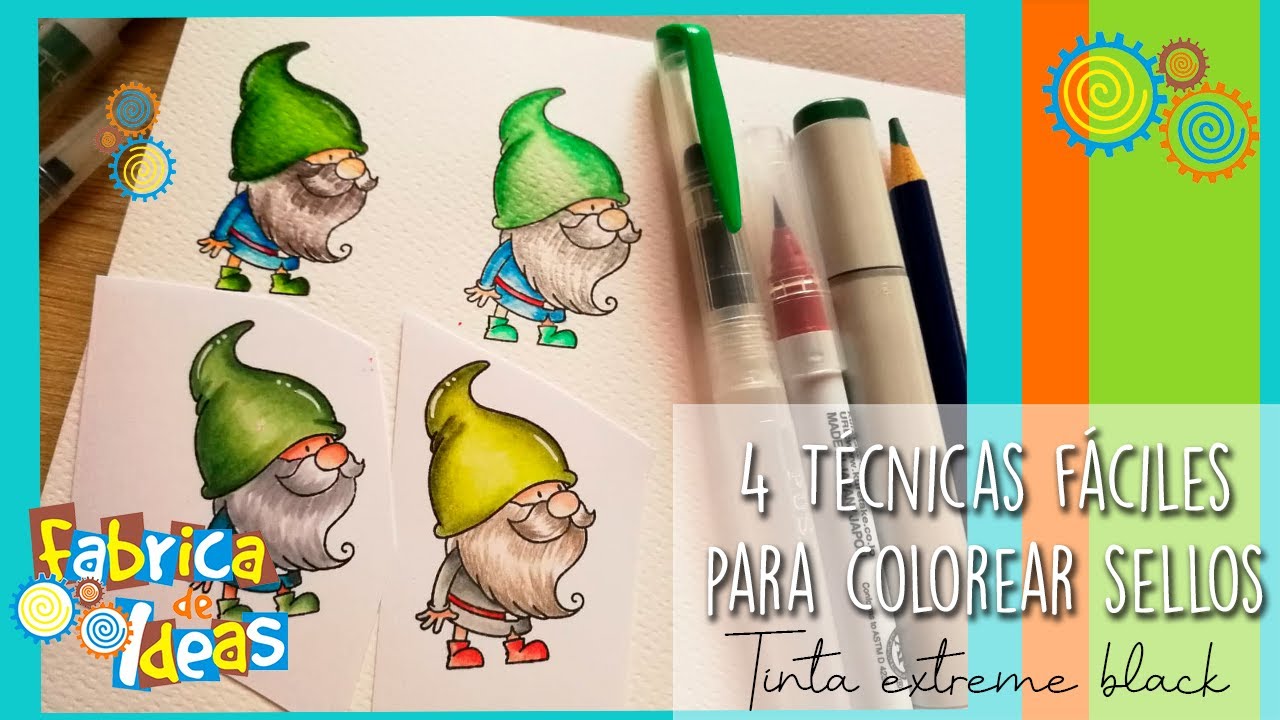 4 Técnicas fáciles para colorear sellos | probamos tinta Extreme Black mft |