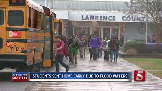 Heavy Rains Cause Flooding In Lawrenceburg