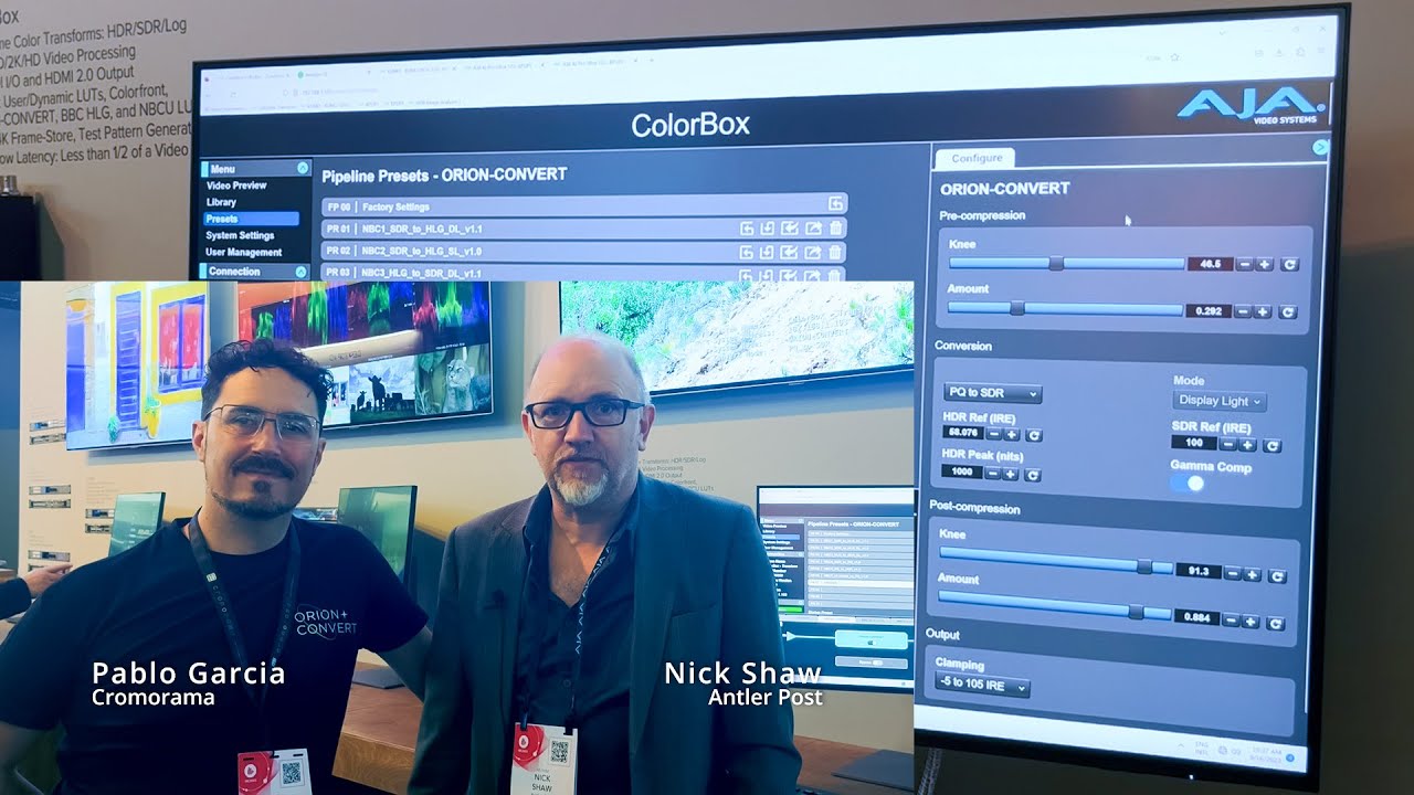 Algorithmic HDR to SDR and SDR to HDR Conversions with AJA ColorBox and the ORION-CONVERT pipeline