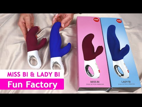 Вібратор-кролик Fun Factory MISS BI grape/white, 2 незалежні мотори, діаметр 4,2 см, водостійкий, відео 1