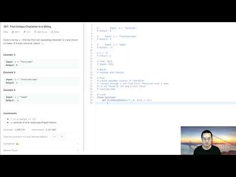 UMPIRE Algorithms: First Unique Character in a String