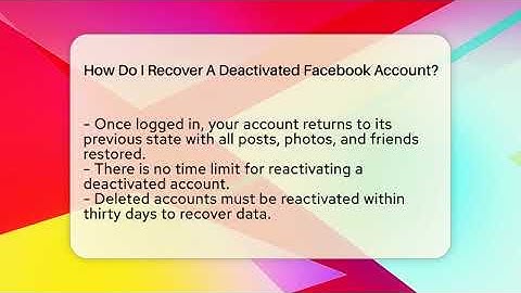 How Do I Recover A Deactivated Facebook Account? - Everyday-Networking