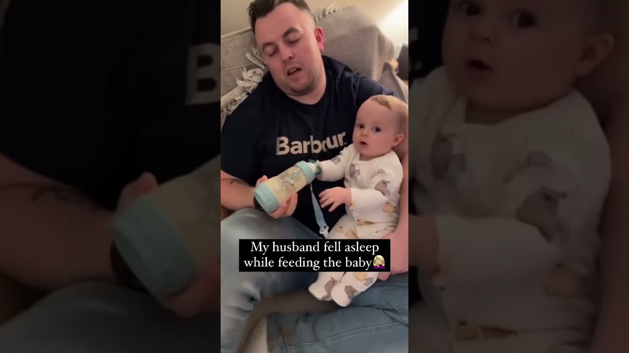 Dad falls asleep while feeding the baby 😂😂