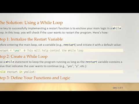 Creating a Restart Function in Python
