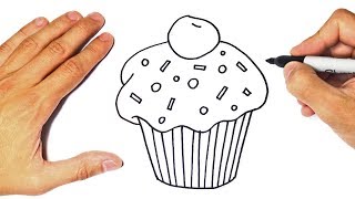 How to draw a Cupcake Step by Step | Cupcake Drawing Lesson