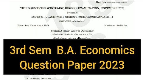 QUANTITATIVE METHODS FOR ECONOMIC ANALYSIS - 1      |     3rd Sem  B.A. Economics      2023 #calicut