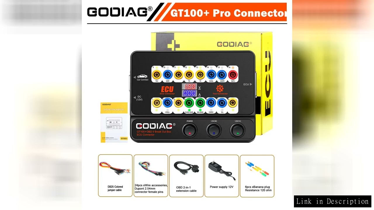Godiag GT100+ GT100 Pro OBDII Breakout Box ECU Bench Connector Adds Electronic Current Display and C