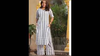 Stripe suit/ Kurti design| lining wali Kurti design #new  #fashion  #short screenshot 3