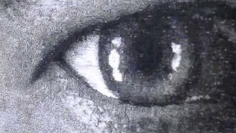 Chuck Close Brad Pitt tapestry - just the eyes