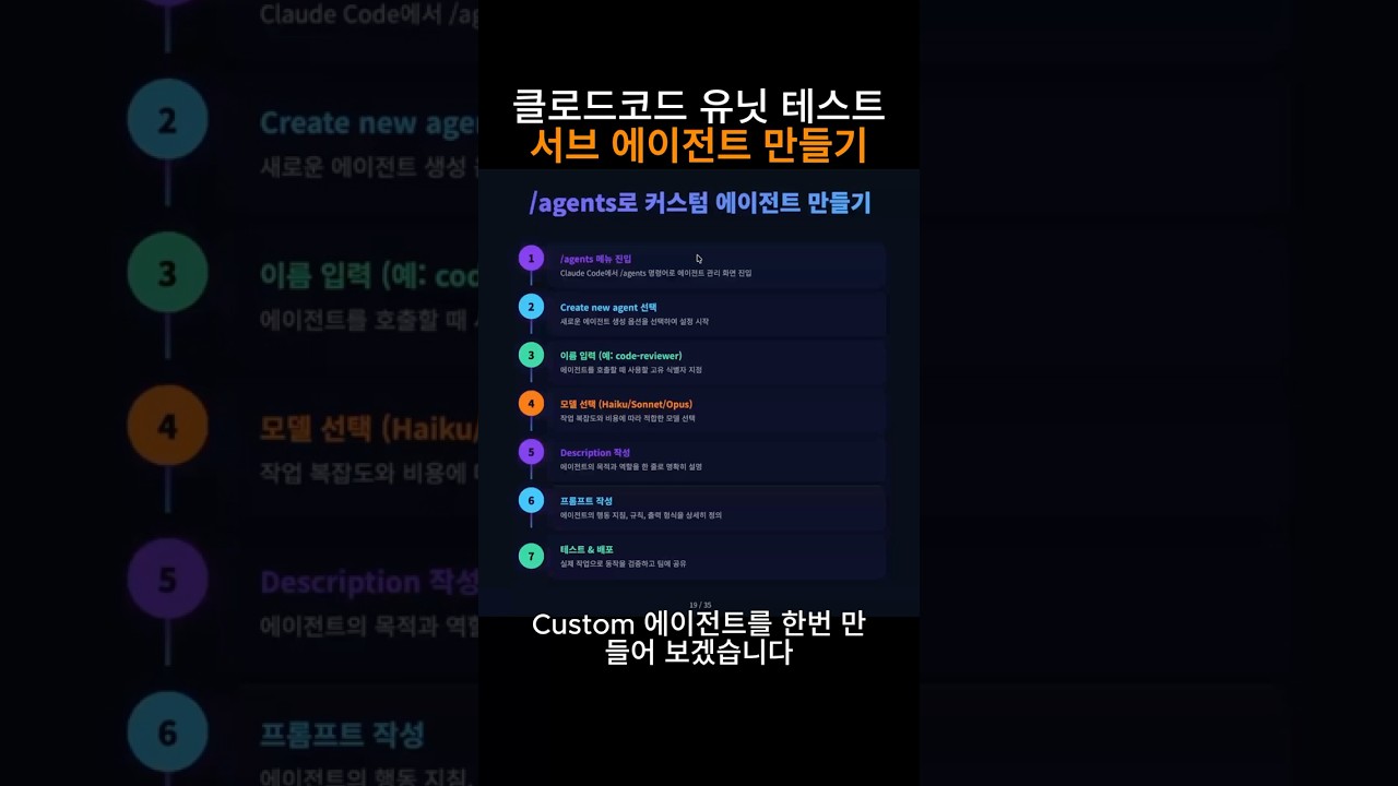 클로드코드 유닛 테스트 서브 에이전트 만들기