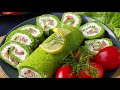 Рулет из шпината с семгой! Закусочный рулет с сёмгой! Рецепт вкусной слабосоленой семги!