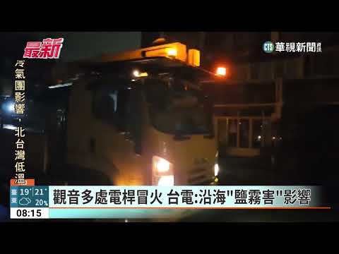 桃園觀音多處電桿冒火　台電：受「鹽霧害」影響｜華視新聞 202303113