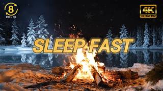Campfire Sounds at Night 🔥 Winter Crackling Fire & Flowing Water for Deep Sleep